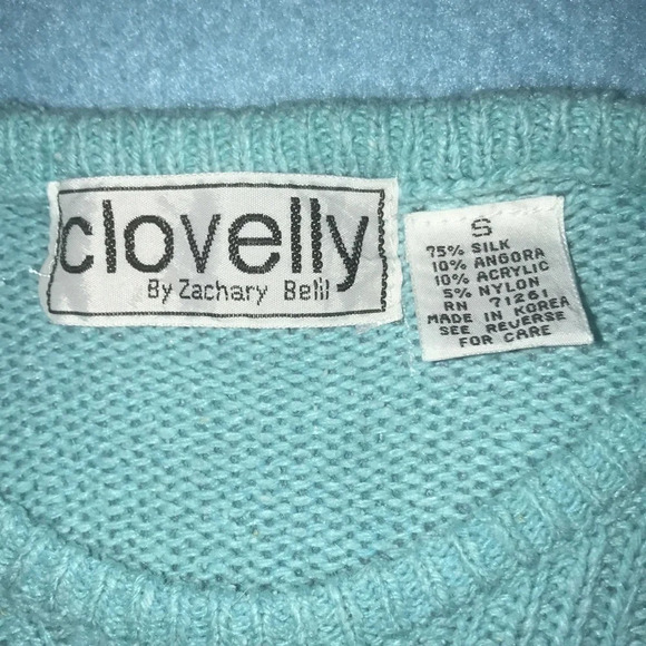 CLOVELLY By Zachary Belil  silk angora blend knit sweater short sleeves size S - Picture 4 of 7